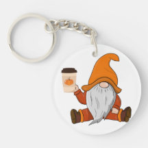 Fall Gnome und Kaffeetasse Schlüsselanhänger