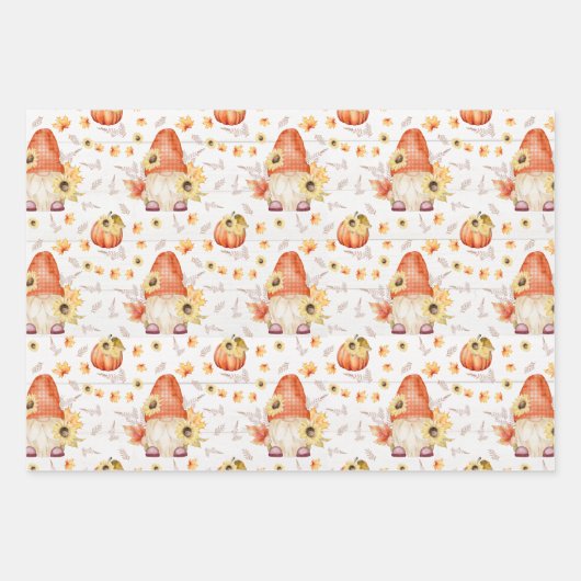 Fall Gnome und Pumpkins Packpapier Blätter (Vorderseite)