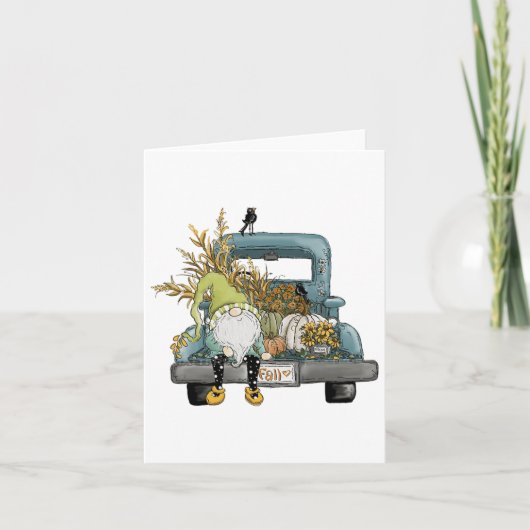 Fall Gnome Vintag LKW und Pumpkin Karte (Vorderseite)