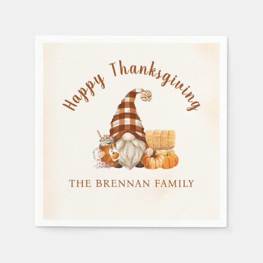 Fall Gnomes Erntedank Dinner Serviette (Vorderseite)