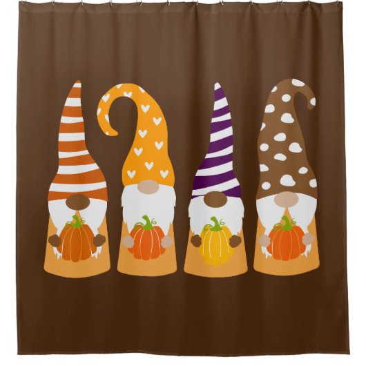 Fall Gnomes mit Pumpkins Duschvorhang (Vorderseite)