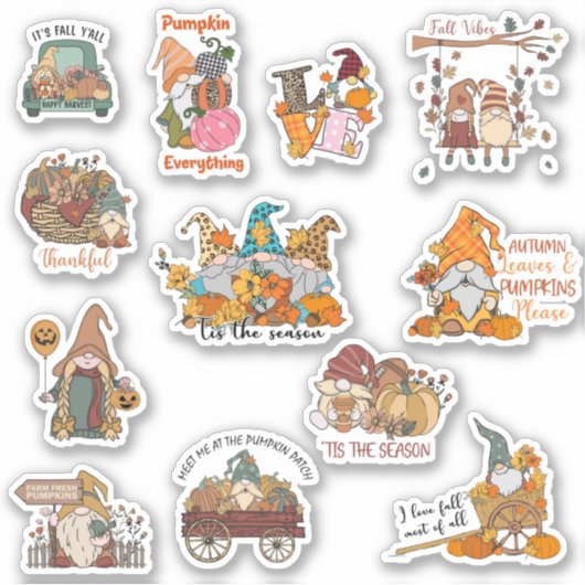 Fall Gnomes Sticker Pack (Vorderseite)