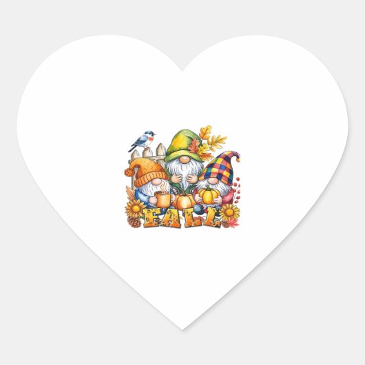 Fall Gnomes Veröffentlichung Herbst Liebe Classic  Herz-Aufkleber (Vorderseite)