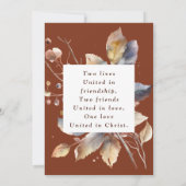 Fall Gold Blätter auf Terracotta Christlich Weddin Save The Date (Rückseite)