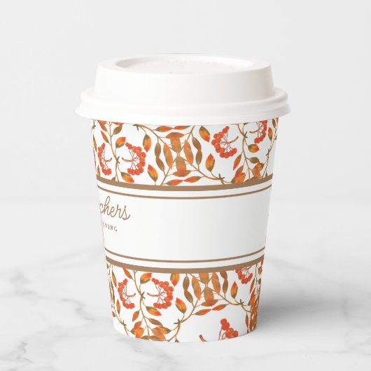 Fall Gold Blätter & Berries Botanisch anpassbar Pappbecher (Links)