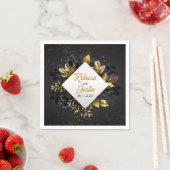 Fall Gold Blätter Black Modern Boho Serviette (Beispiel)