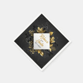 Fall Gold Blätter Black Modern Boho Serviette (Ecke)