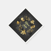 Fall Gold Blätter Black Modern Boho Serviette (Ecke)