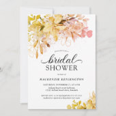 Fall Gold Blush Bloral Eukalyptus Brautparty Einladung (Vorderseite)