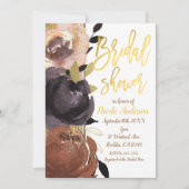 Fall Gold Brautparty Fett Blume Modernes Floral Einladung (Vorderseite)