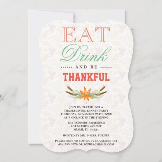 Fall Gold Dankbar gesegnete Erntedank Einladung (Rückseite)