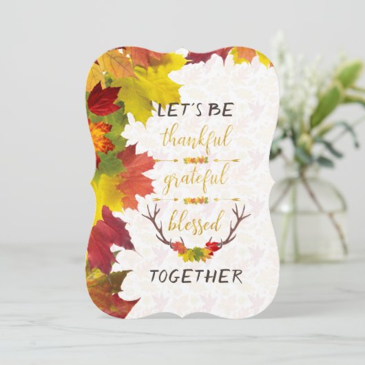 Fall Gold Dankbar gesegnete Erntedank Einladung (Stehend Vorderseite)