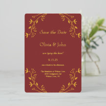 Fall Gold Foil Hochzeit speichern das Datum Einlad