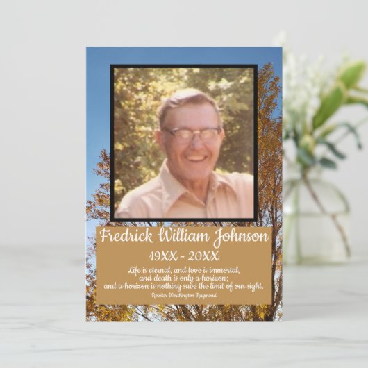 Fall Gold Leaf Trees Foto Name Quotes Beerdigung Programm (Stehend Vorderseite)