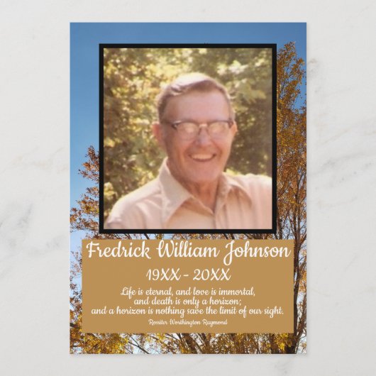 Fall Gold Leaf Trees Foto Name Quotes Beerdigung Programm (Vorderseite)