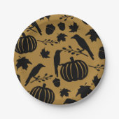 Fall Gold Orange Yellow Black Crow Autumn Pumpen Pappteller (Vorderseite)