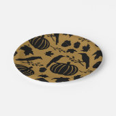 Fall Gold Orange Yellow Black Crow Autumn Pumpen Pappteller (Schrägansicht)