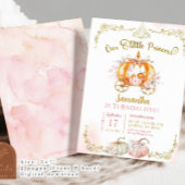 Fall Gold Pink Princess Pumpkin Carriage Birthday Einladung