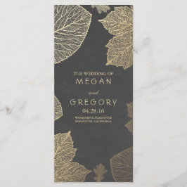 Fall Gold und Chalkboard Blätter Hochzeitsprogramm Programm