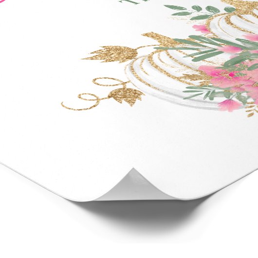 Fall Gold White und Pink Pumpkin Guest Book Poster (Ecke)