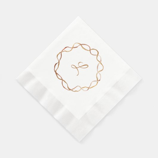 Fall Gold Wreath Monogram Paper Napkin Serviette (Ecke)