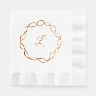 Fall Gold Wreath Monogram Paper Napkin Serviette