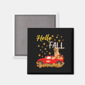 Fall Golden Retriever Leaf Herbst Red Truck Dog Lo Magnet (Vorderseite/Rückseite)