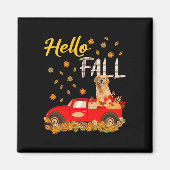 Fall Golden Retriever Leaf Herbst Red Truck Dog Lo Magnet (Vorne)