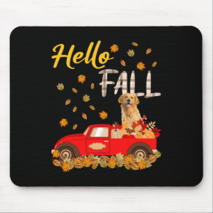 Fall Golden Retriever Leaf Herbst Red Truck Dog Lo Mousepad