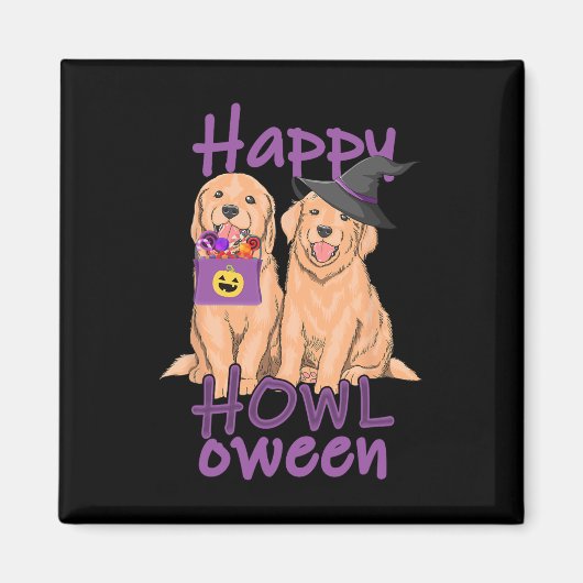 Fall Golden Retriever Liebt Halloween Happy Howl- Magnet (Vorne)