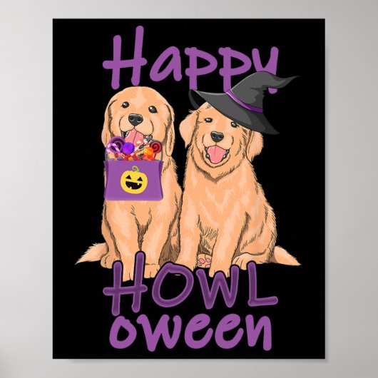 Fall Golden Retriever Liebt Halloween Happy Howl- Poster (Vorne)