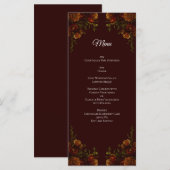 Fall Gothic Wedding Rustic Maroon Menükarte (Vorne/Hinten)