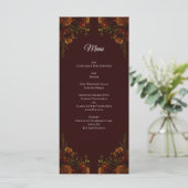 Fall Gothic Wedding Rustic Maroon Menükarte (Stehend Vorderseite)