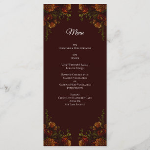 Fall Gothic Wedding Rustic Maroon Menükarte