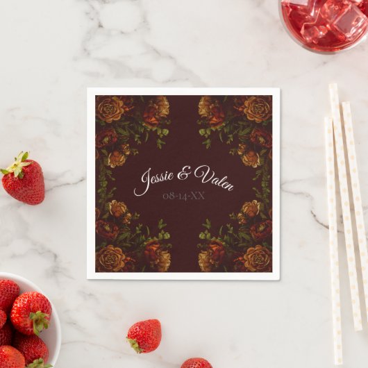 Fall Gothic Wedding Rustic Maroon Serviette (Beispiel)