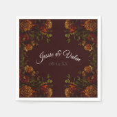 Fall Gothic Wedding Rustic Maroon Serviette (Vorderseite)