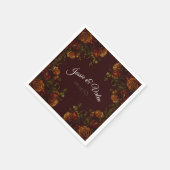 Fall Gothic Wedding Rustic Maroon Serviette (Ecke)