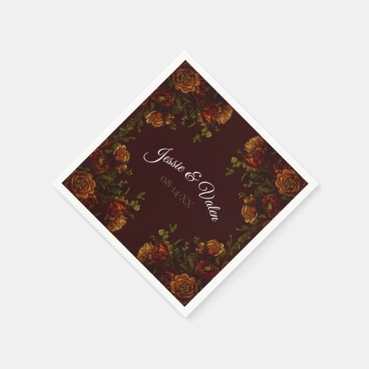 Fall Gothic Wedding Rustic Maroon Serviette (Ecke)