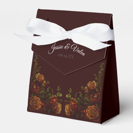 Fall Gothic Wedding Rustic Orange Maroon Geschenkschachtel (Vorderseite)