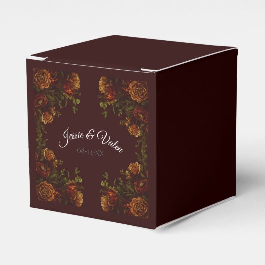 Fall Gothic Wedding Rustic Orange Maroon Geschenkschachtel (Vorderseite)