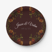 Fall Gothic Wedding Rustic Orange Maroon Pappteller (Vorderseite)
