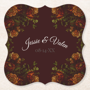 Fall Gothic Wedding Rustic Orange Maroon Untersetzer