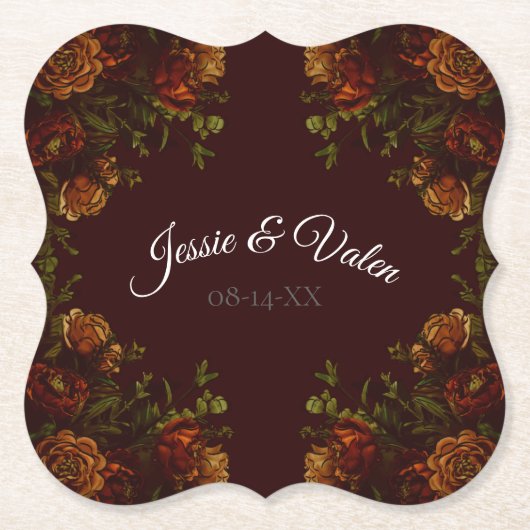 Fall Gothic Wedding Rustic Orange Maroon Untersetzer (Vorderseite)