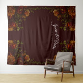 Fall Gothic Wedding Rustic Orange Maroon Wandteppich (Beispiel (Horizontal))