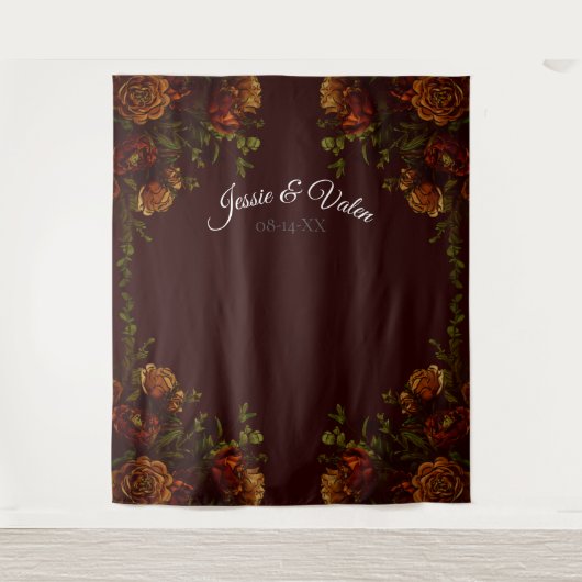 Fall Gothic Wedding Rustic Orange Maroon Wandteppich (Vorderseite)