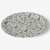 Fall Gourds Blockdruck in Grün Pappteller (Schrägansicht)