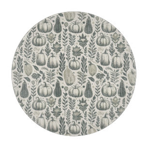 Fall Gourds Blockdruck in Grün Schneidebrett