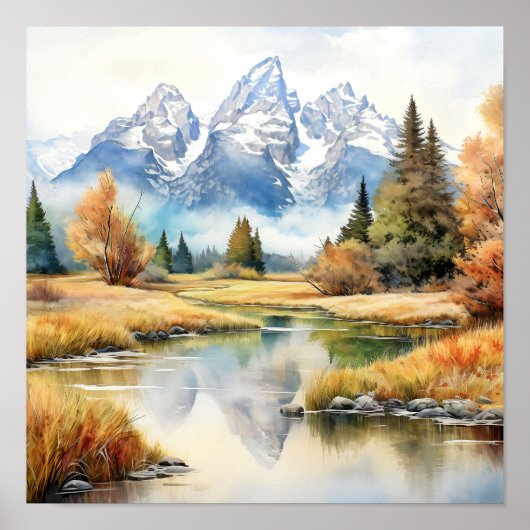 Fall Grand Teton Nationalpark Malerei Druck Poster (Vorne)