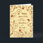 Fall Grandson und sein Ehefrau Jahrestag Karte<br><div class="desc">Glückliche Hochzeitskarte für Enkel und seine Ehefrau mit Herbstlauben Muster,  und herzlichen Vers.</div>