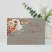 Fall Graue Floral Response Card Dankeskarte (Stehend Vorderseite)
